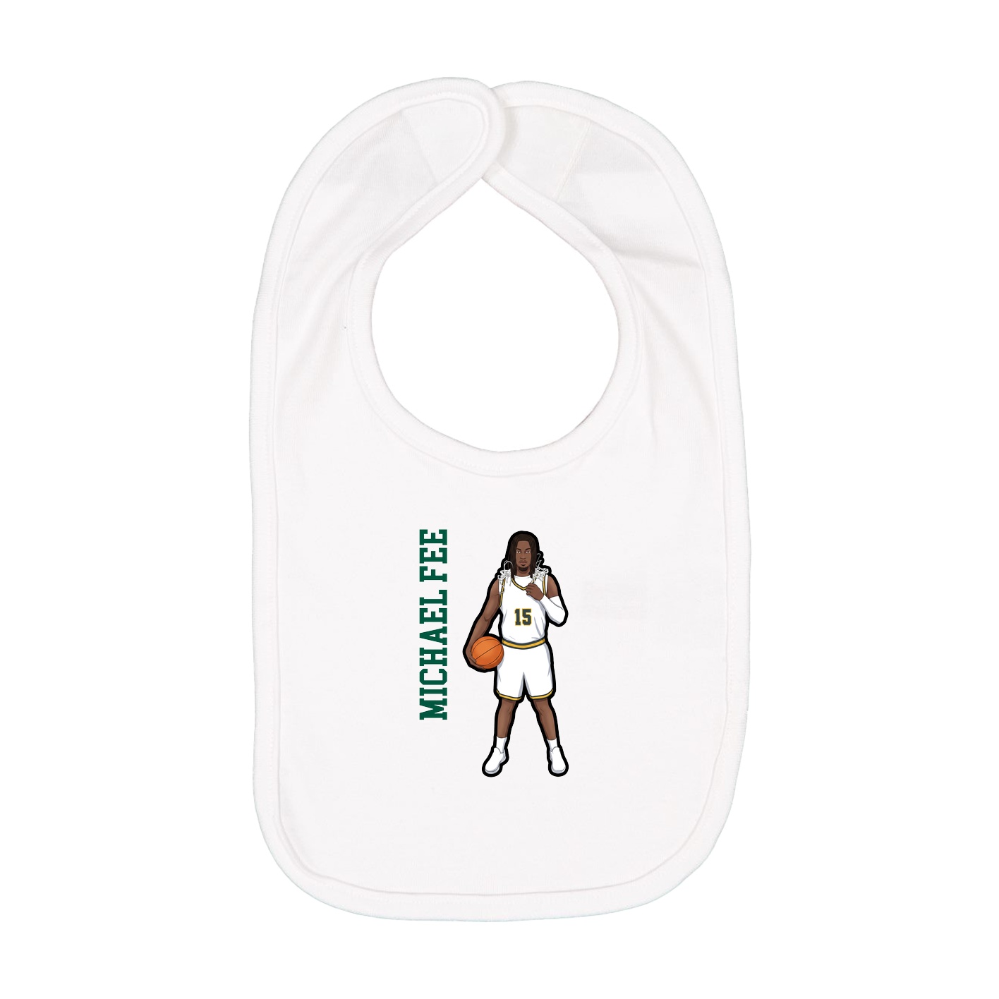 Infant Bib — Name Vertical in White