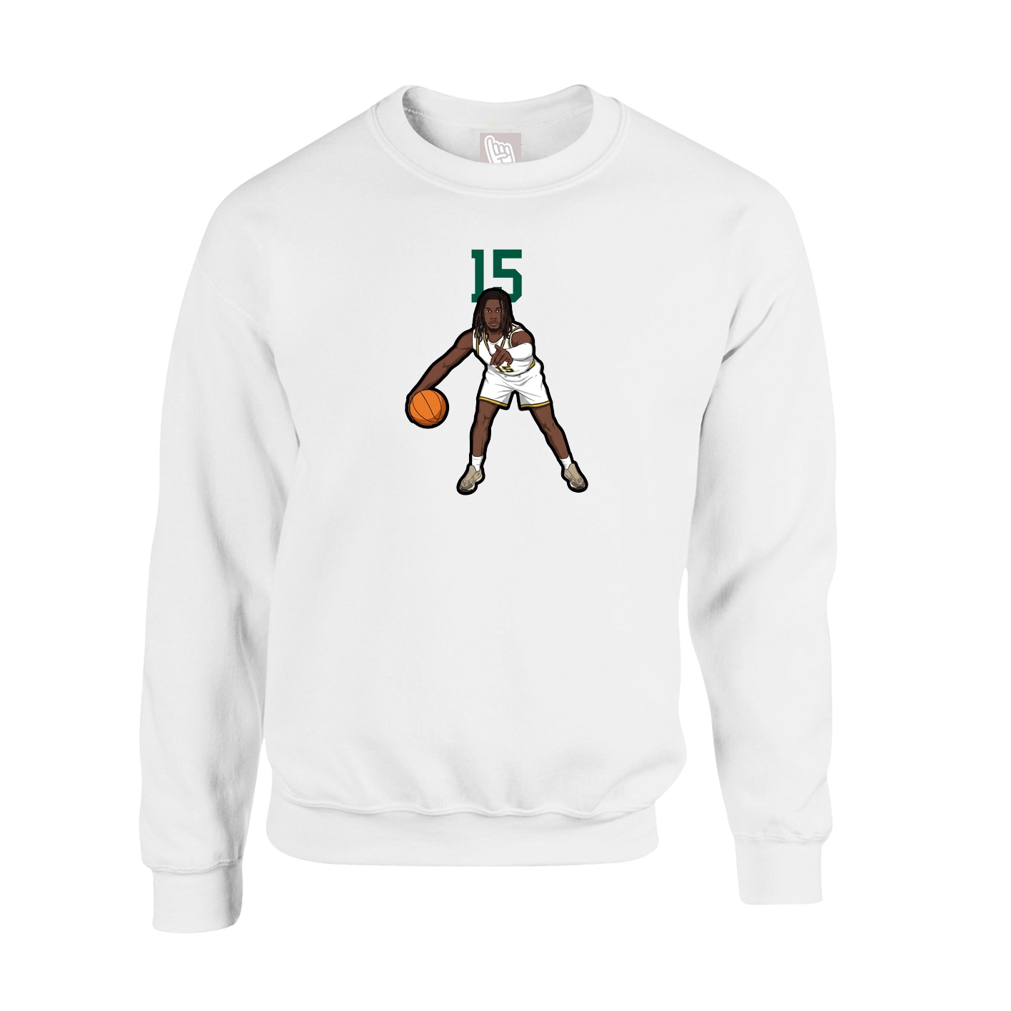 Fleece Crew — Number Top in White