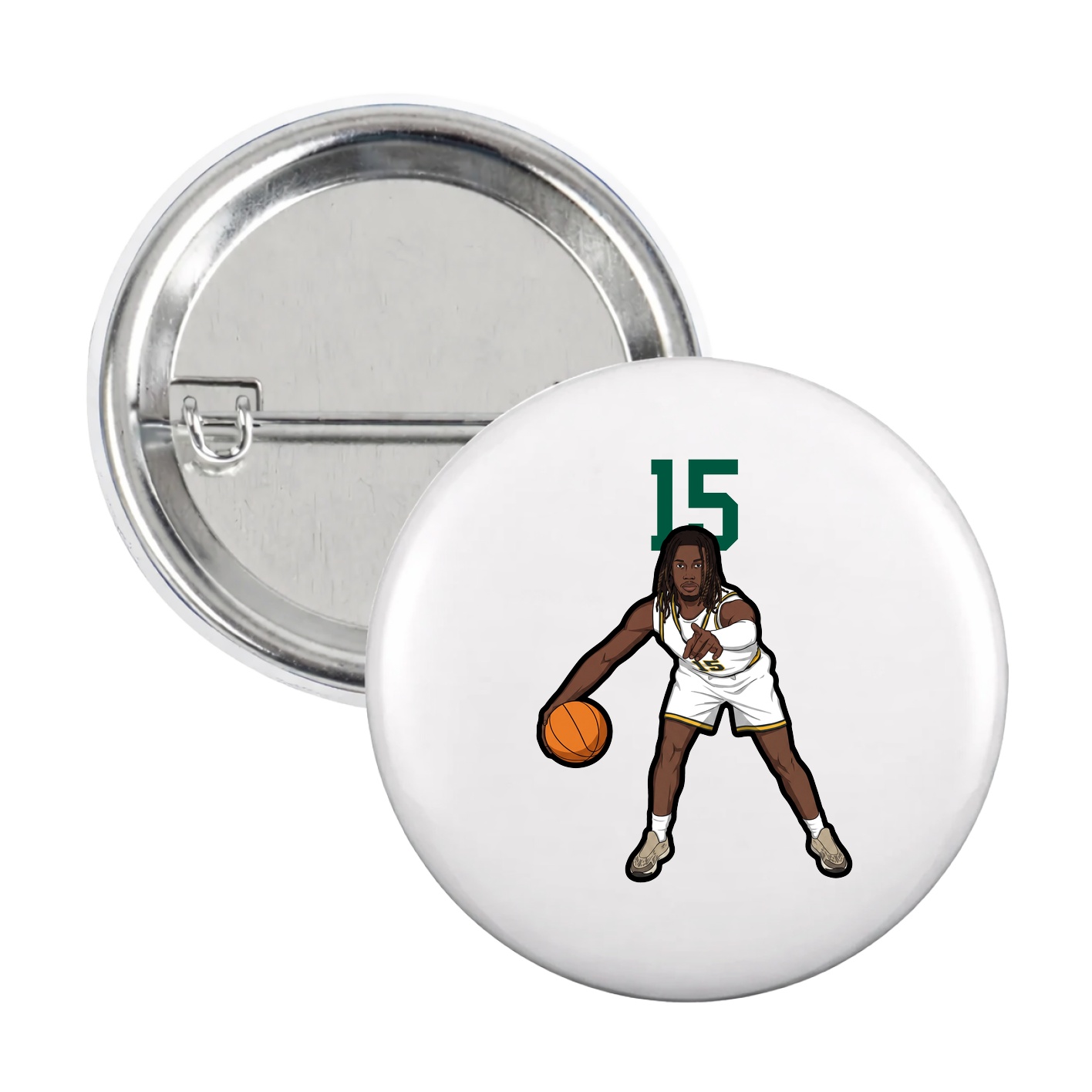 Game Day Button — Number Top in White
