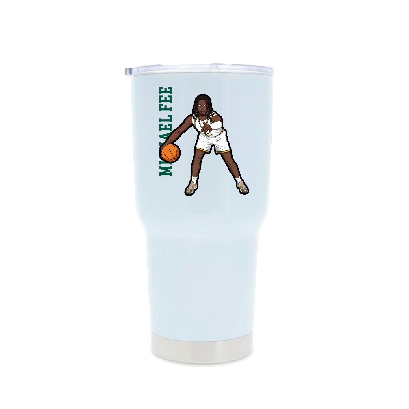 30oz Stainless Steel Tumbler — Name Vertical in White
