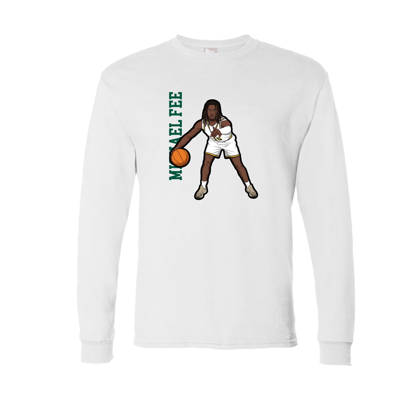 Long Sleeve Tee — Name Vertical in White