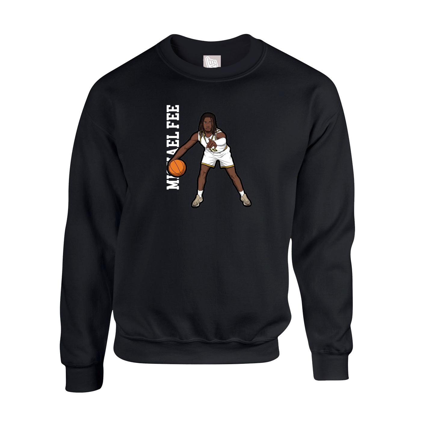Fleece Crew — Name Vertical in Black