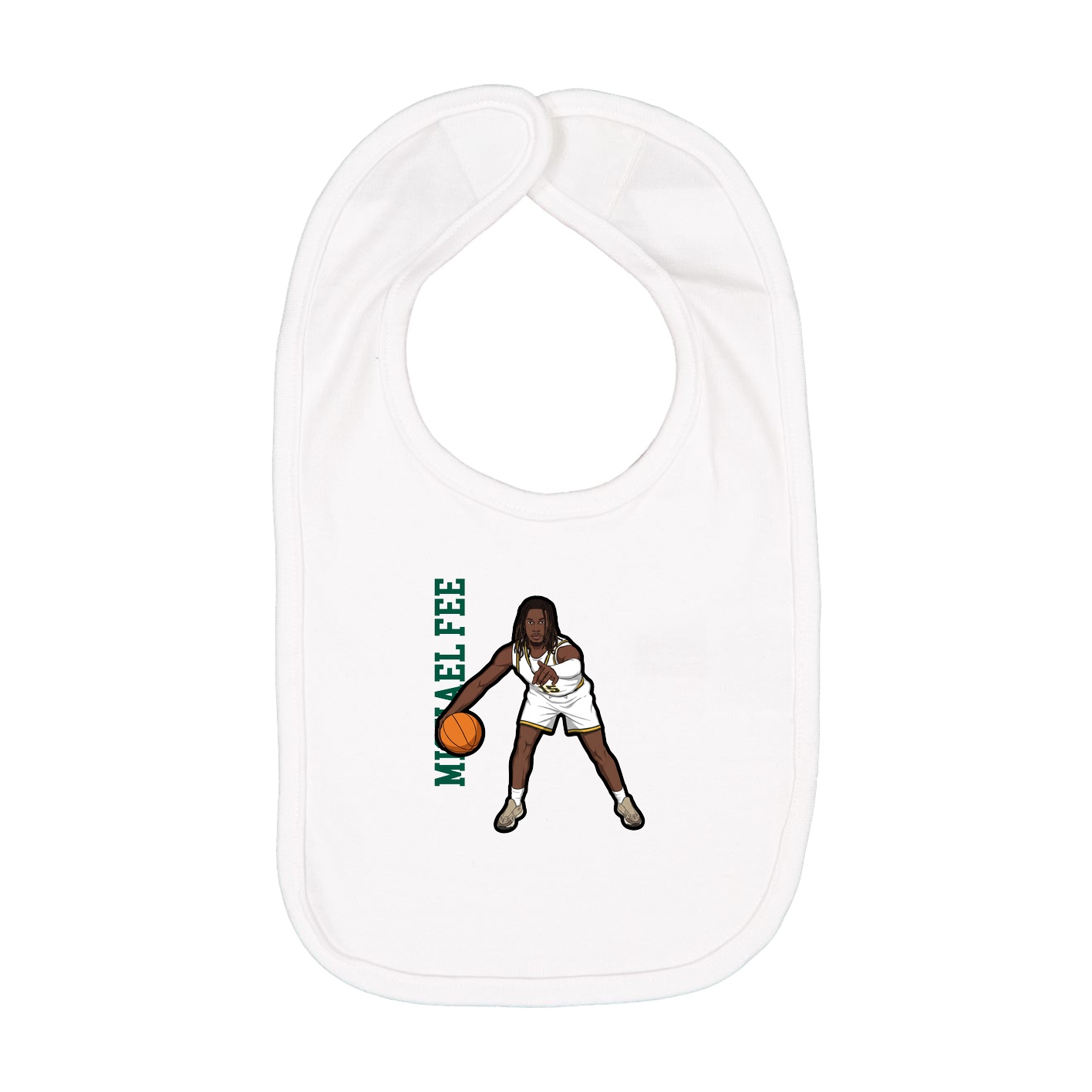 Infant Bib — Name Vertical in White