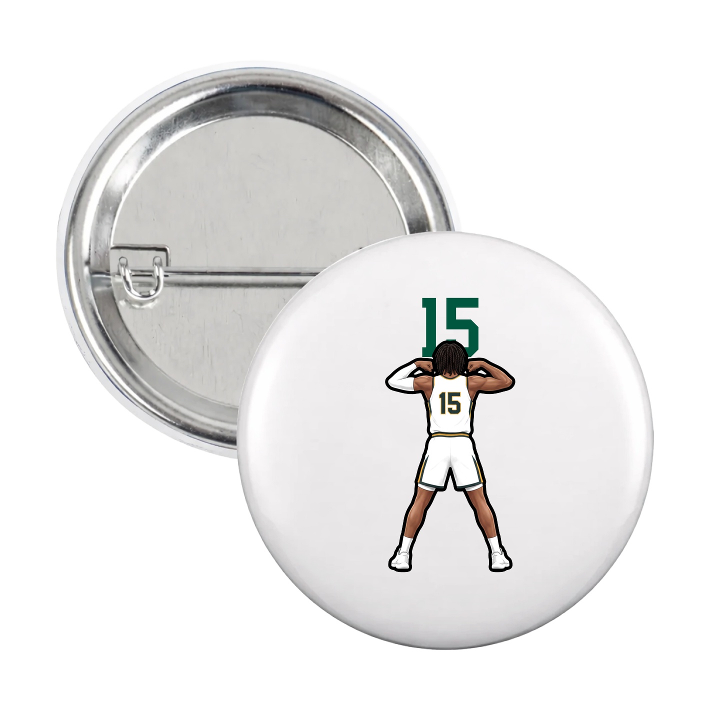 Game Day Button — Number Top in White