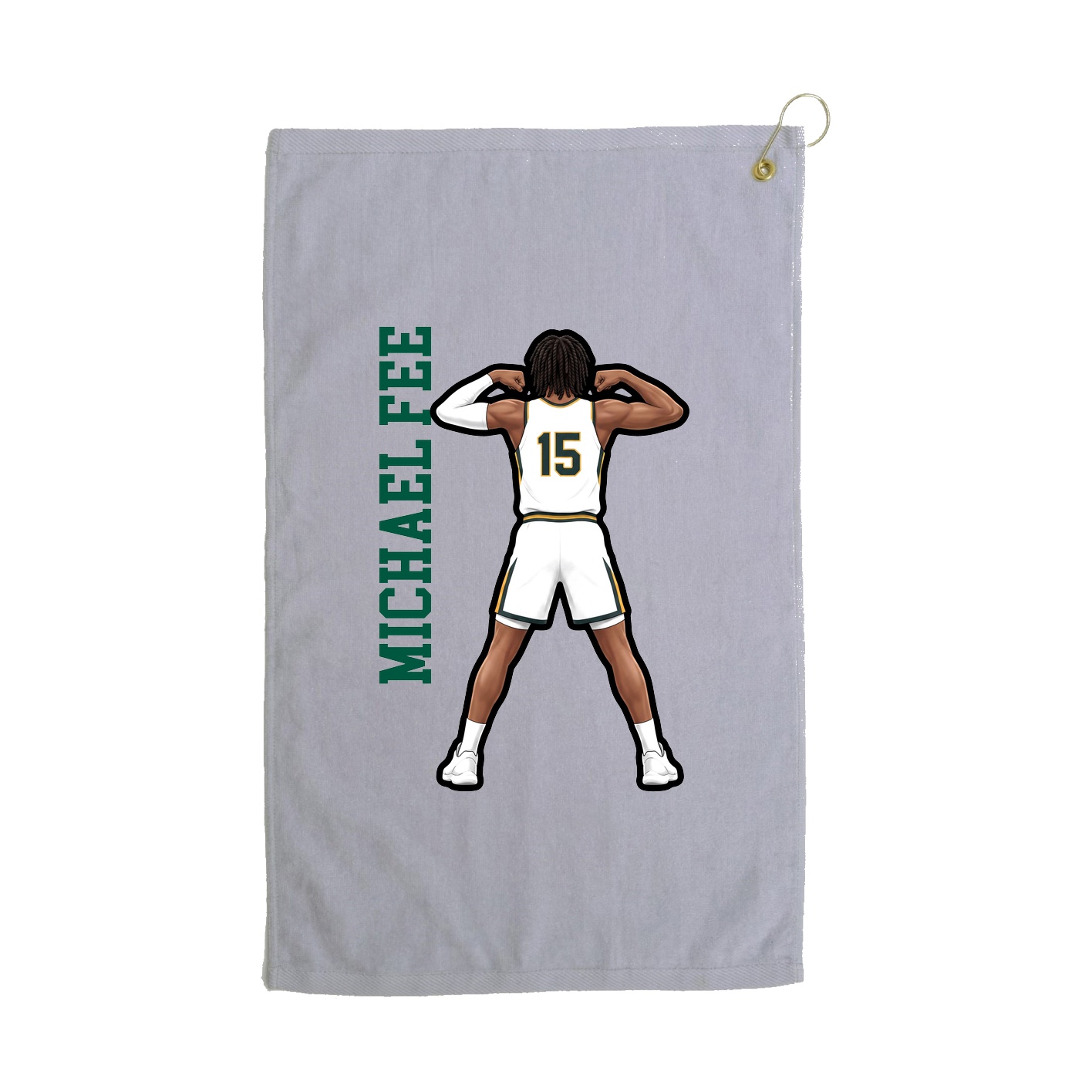 Golf Towel — Name Vertical in Grey