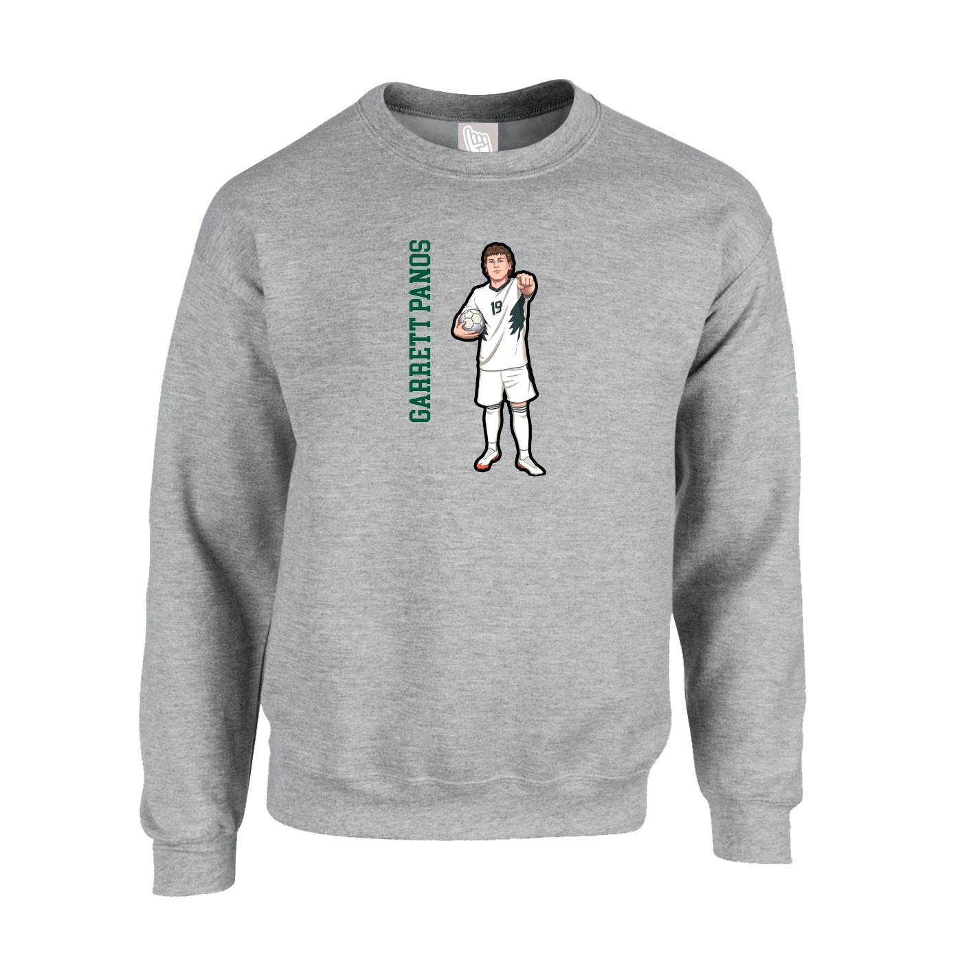 Fleece Crew — Name Vertical in Grey