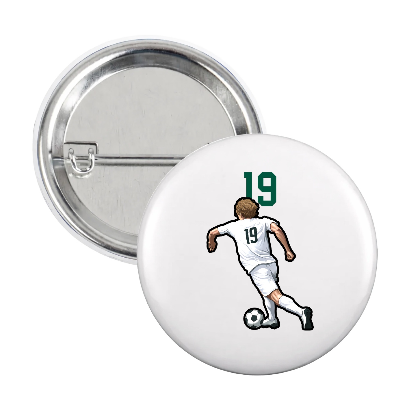 Game Day Button — Number Top in White