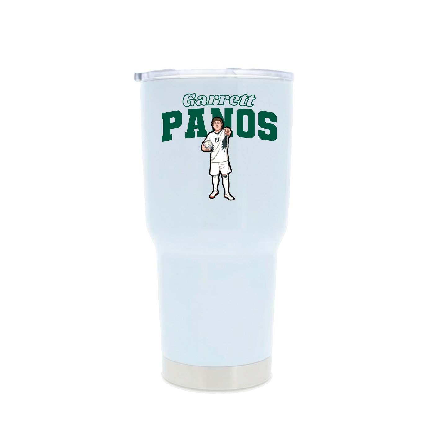 30oz Stainless Steel Tumbler — Name Arch in White