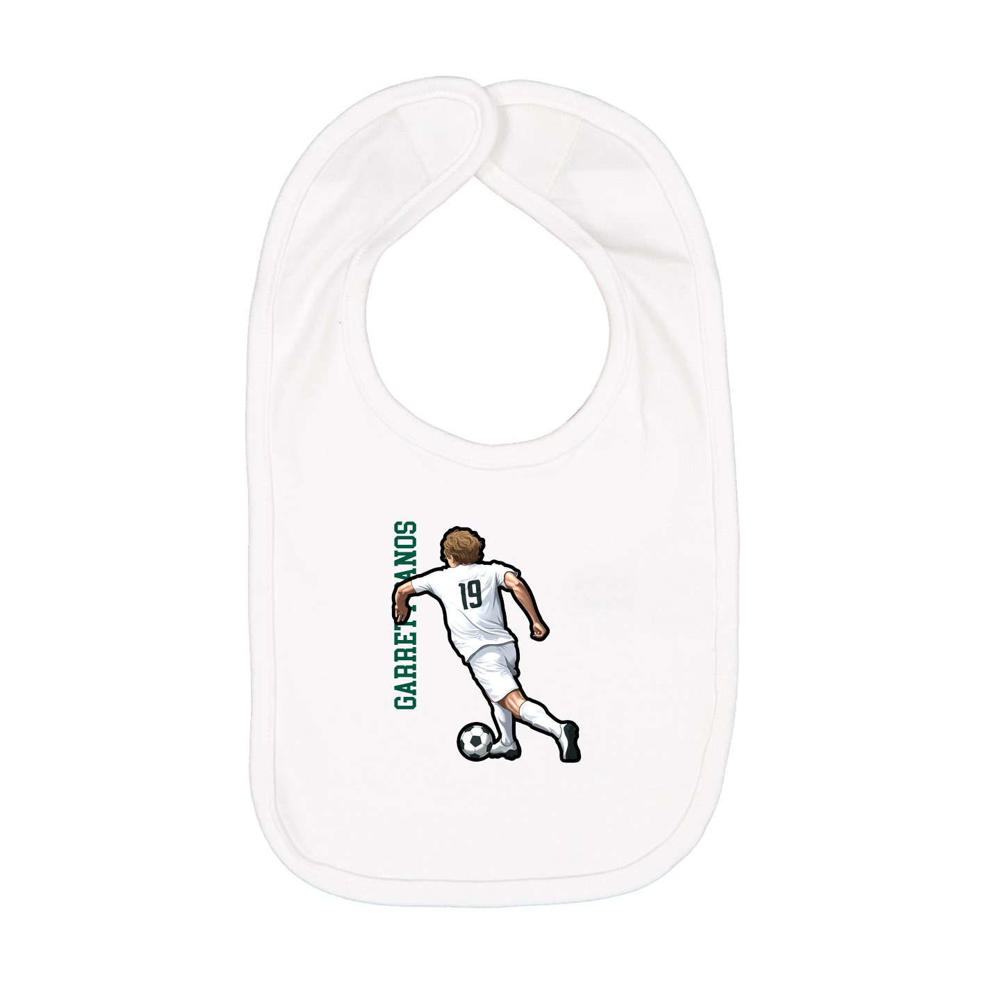 Infant Bib — Name Vertical in White