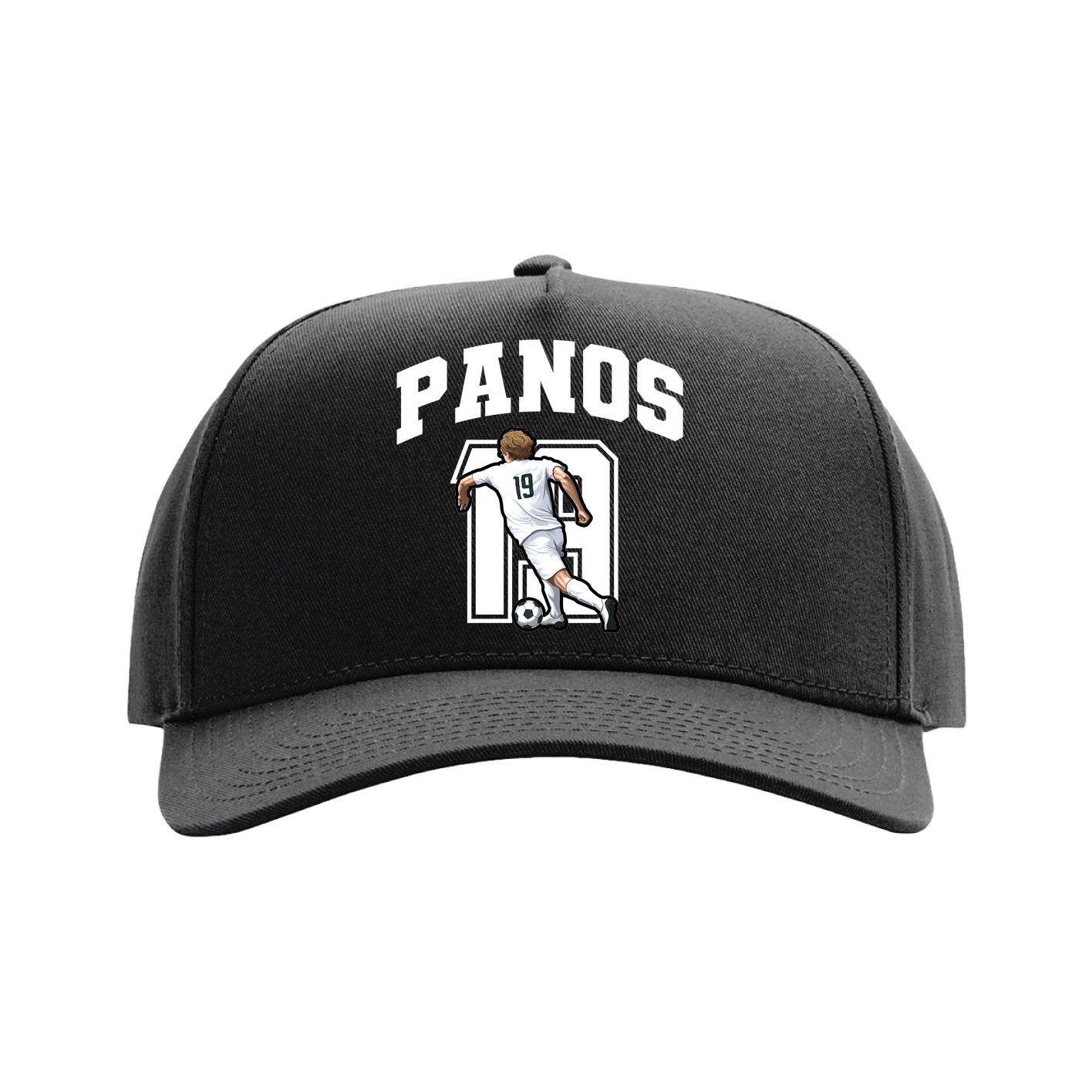 Full Fabric Five-Panel Champ Cap — Number in Black