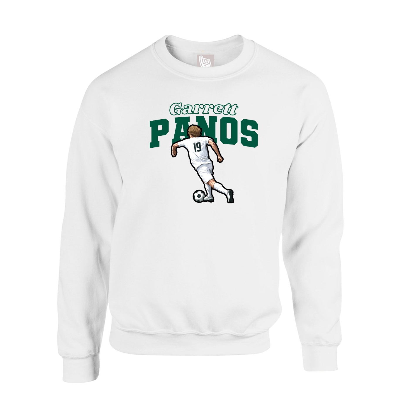 Fleece Crew — Name Arch in White