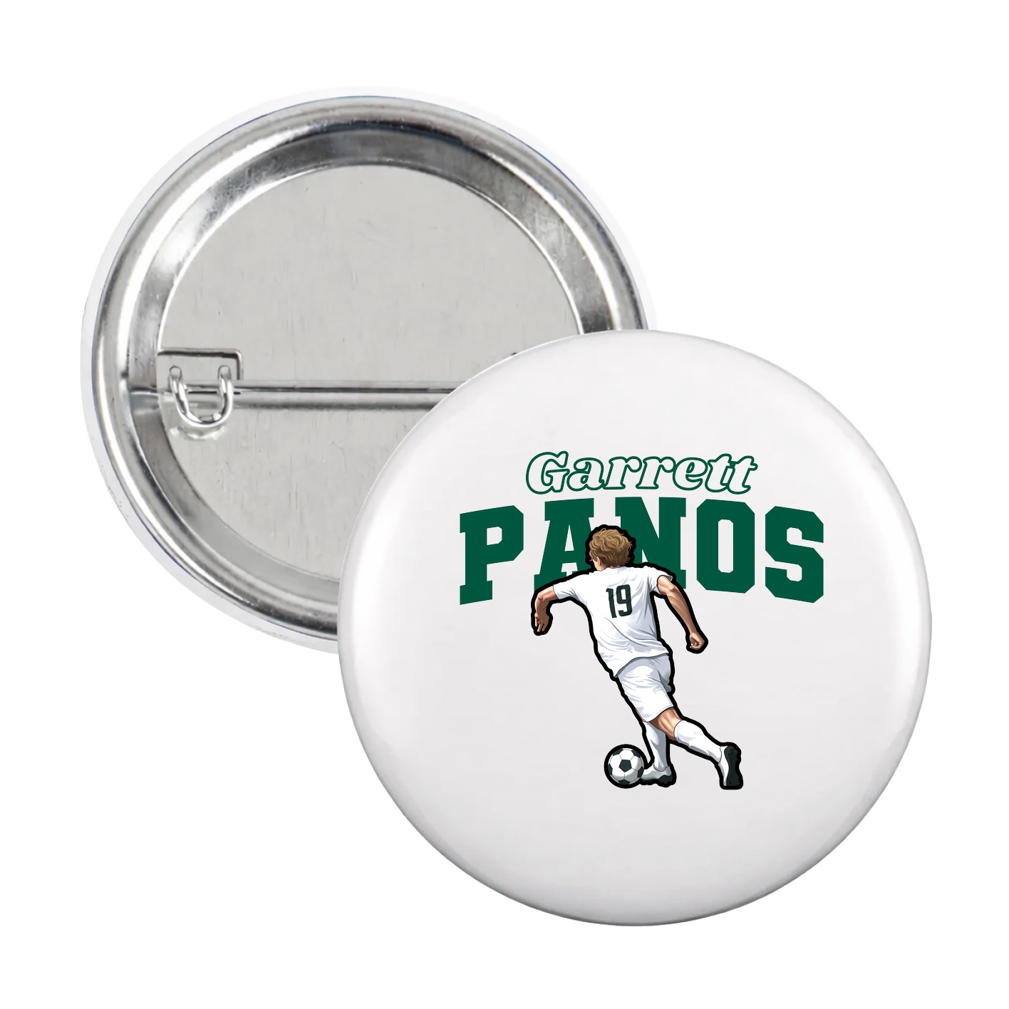 Game Day Button — Name Arch in White