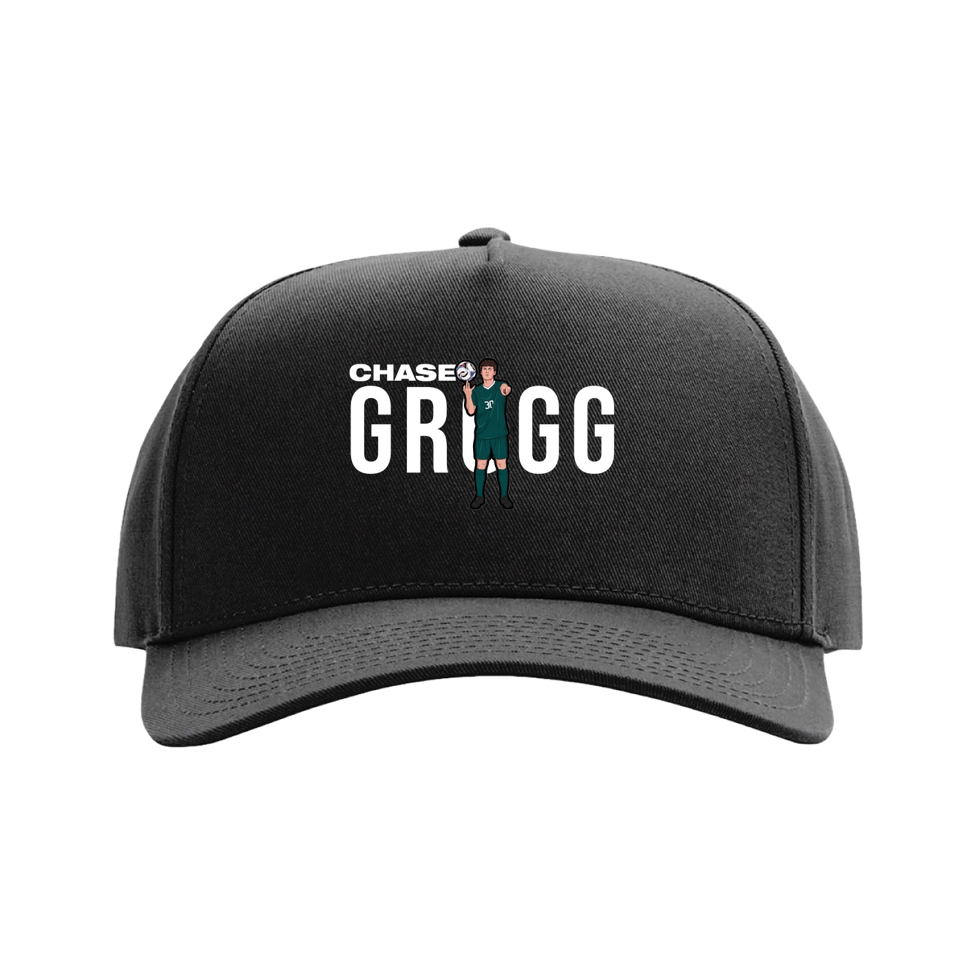 Full Fabric Five-Panel Champ Cap — Player Name in Black