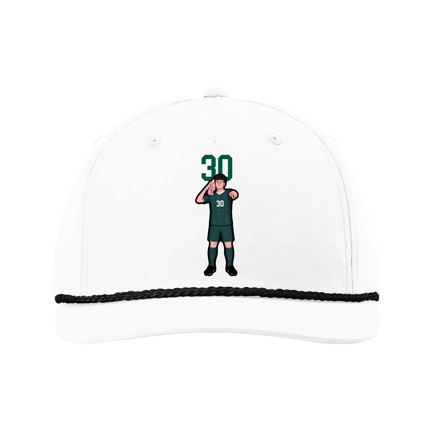 Five-Panel Classic Rope Cap — Number Top in White