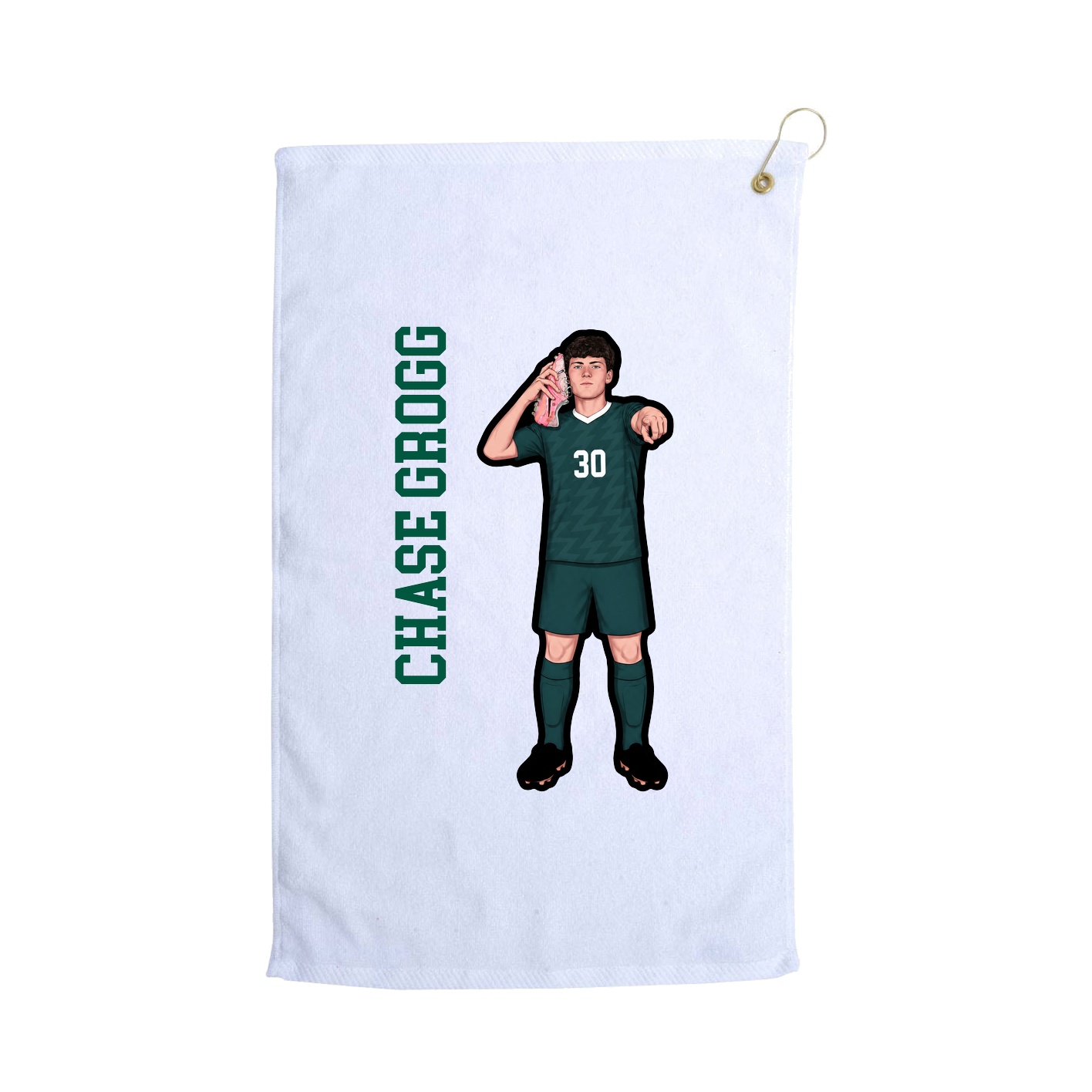 Golf Towel — Name Vertical in White