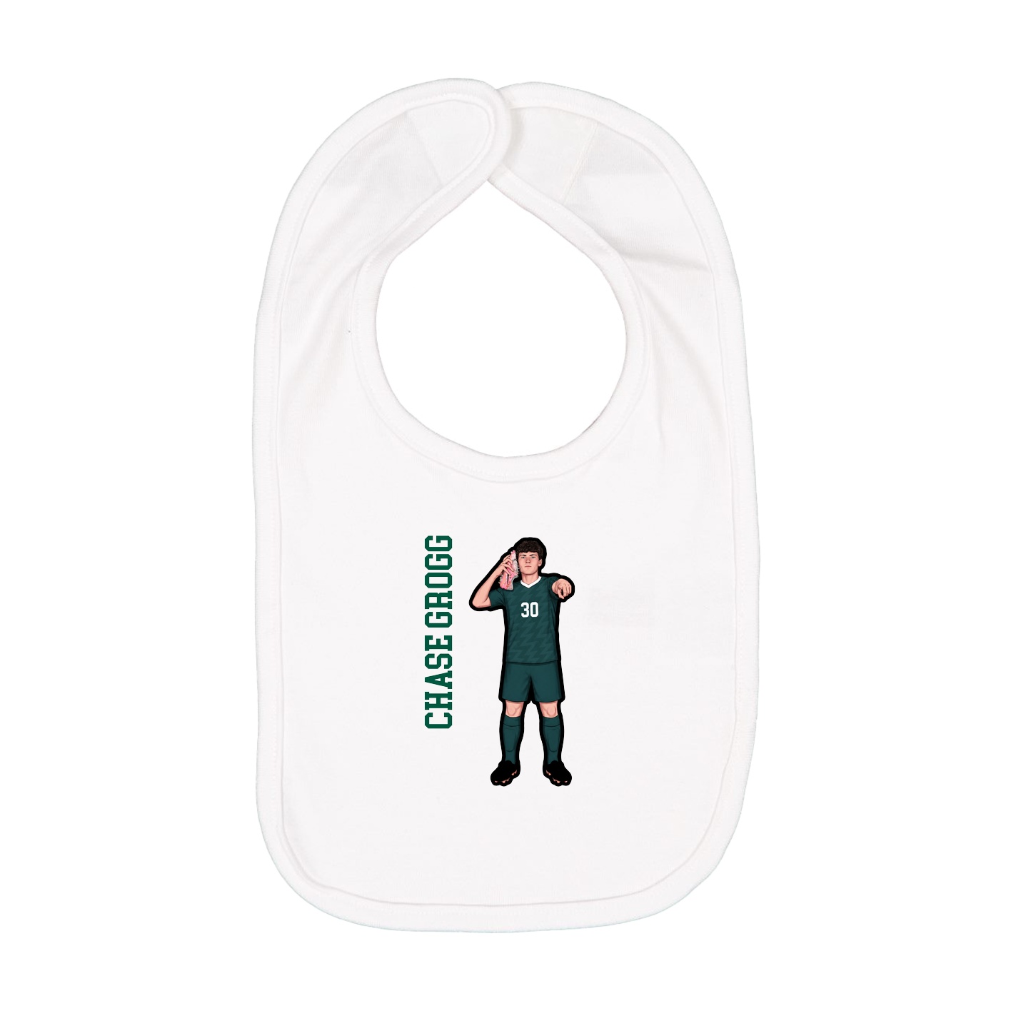 Infant Bib — Name Vertical in White