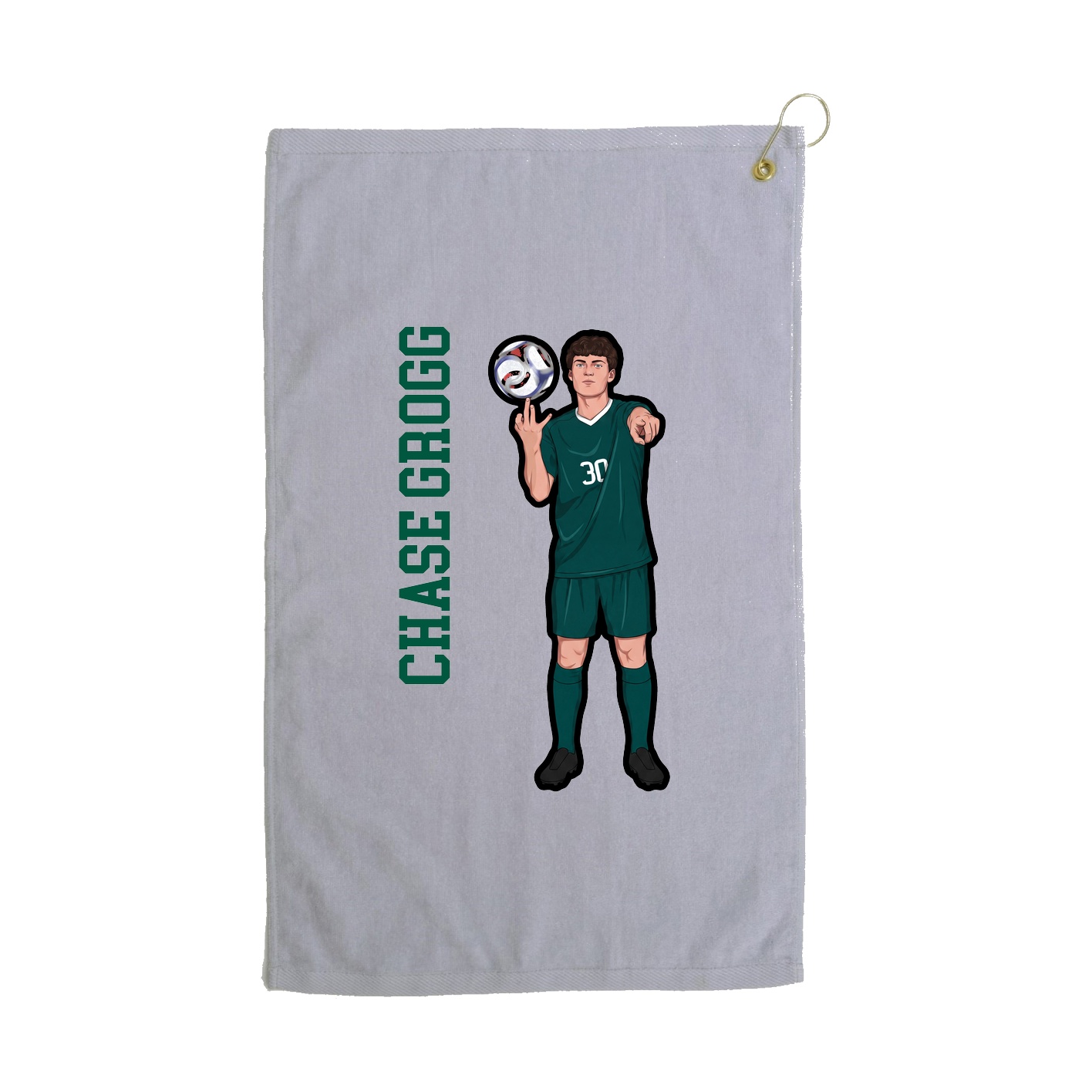 Golf Towel — Name Vertical in Grey