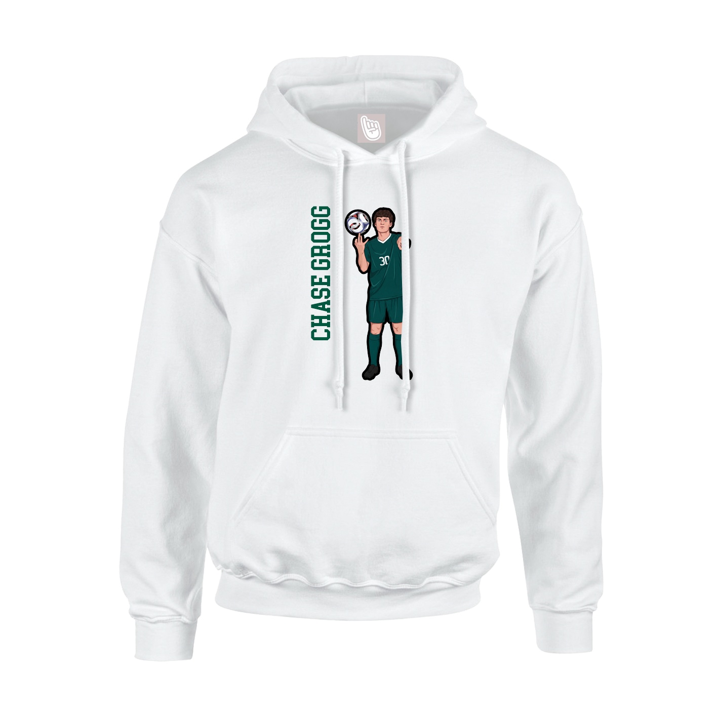 Youth Hoodie — Name Vertical in White