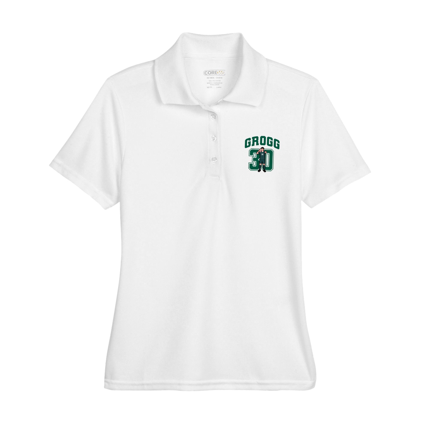 Womens Performance Polo — Number in White