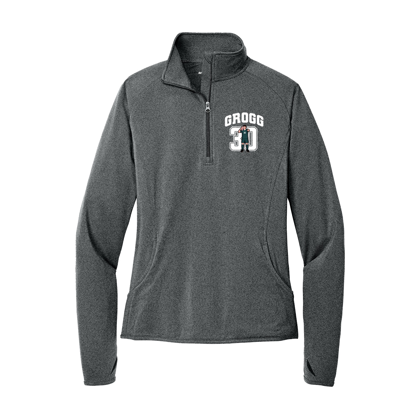 Women's Q-Zip Pullover — Number in Grey