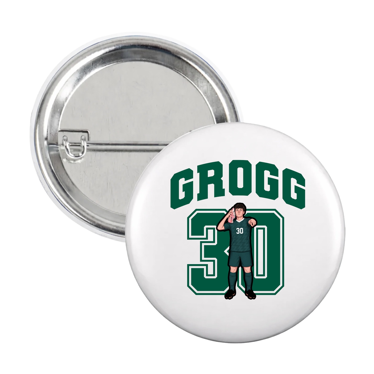 Game Day Button — Number in White