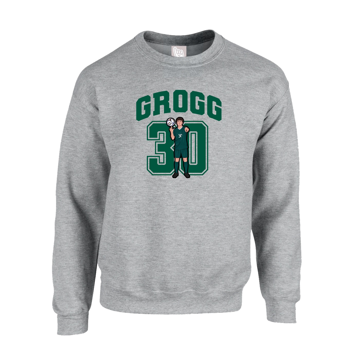 Fleece Crew — Number in Grey