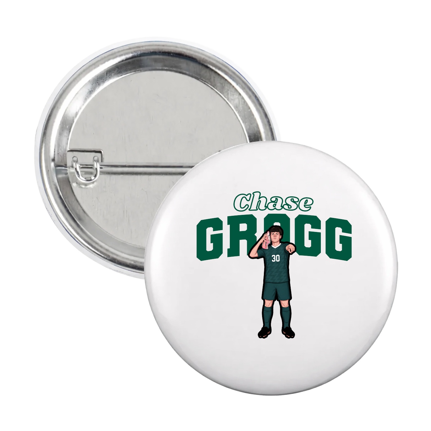 Game Day Button — Name Arch in White