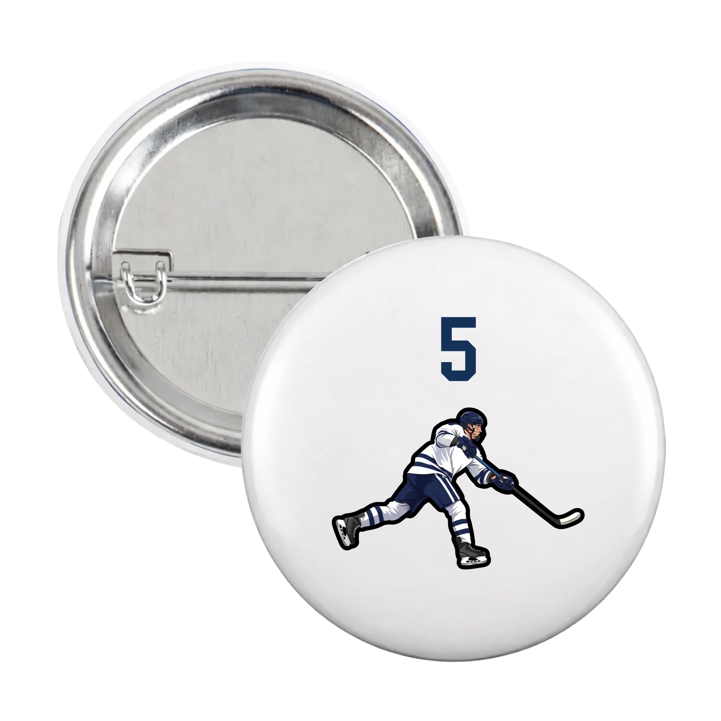 Game Day Button — Number Top in White