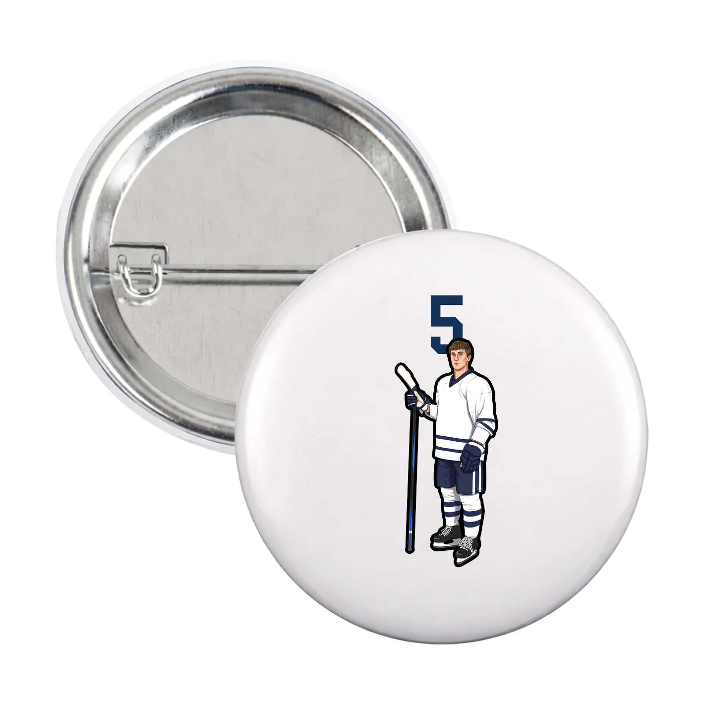 Game Day Button — Number Top in White