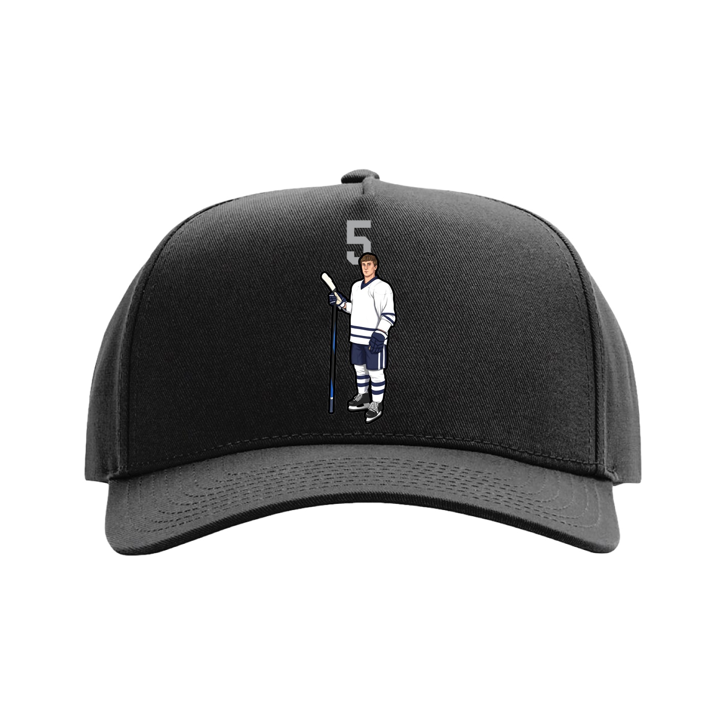 Full Fabric Five-Panel Champ Cap — Number Top in Black
