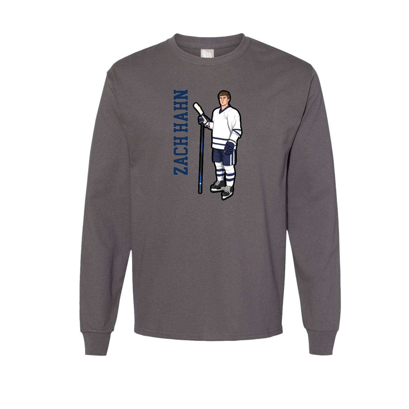 Long Sleeve Tee — Name Vertical in Grey