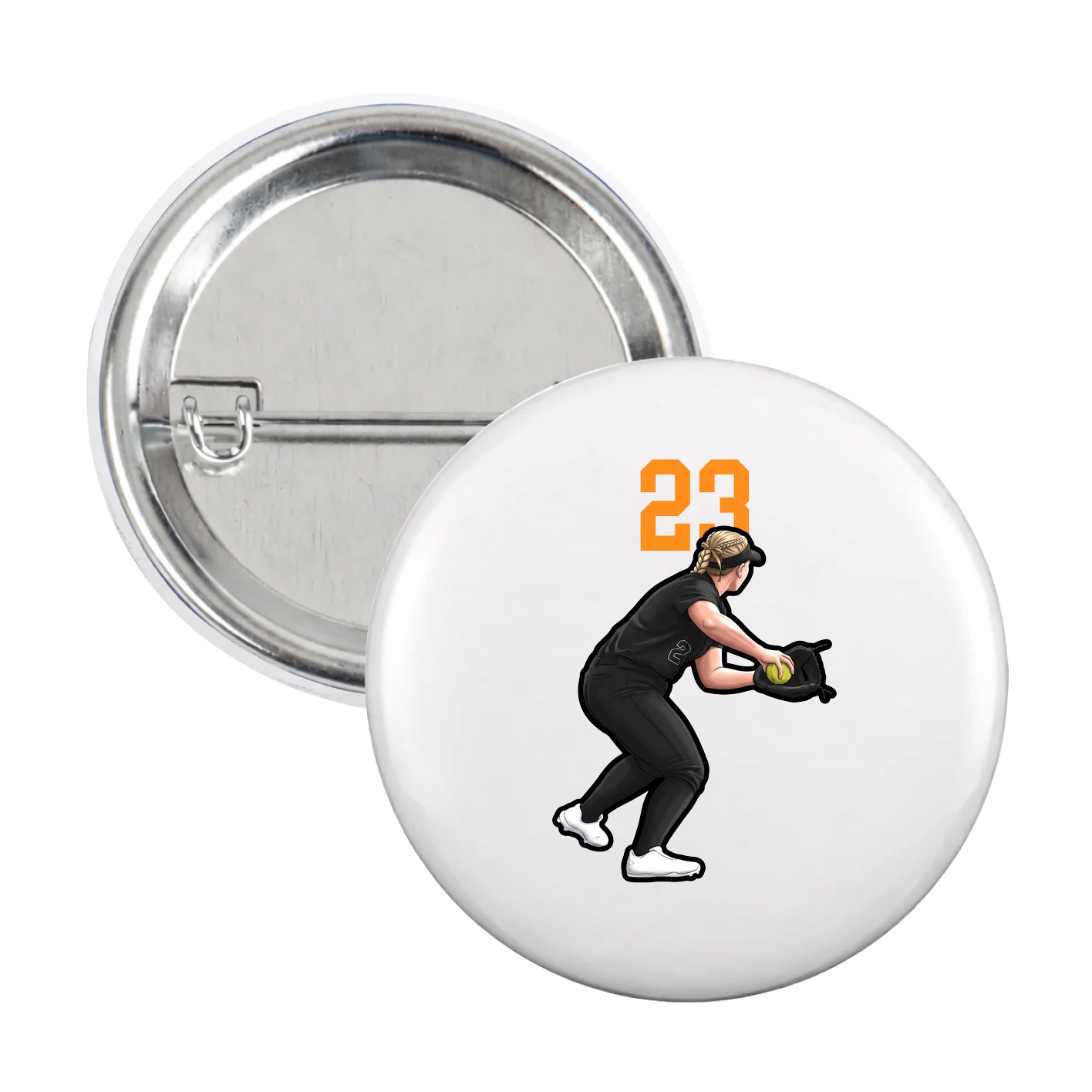 Game Day Button — Number Top in White