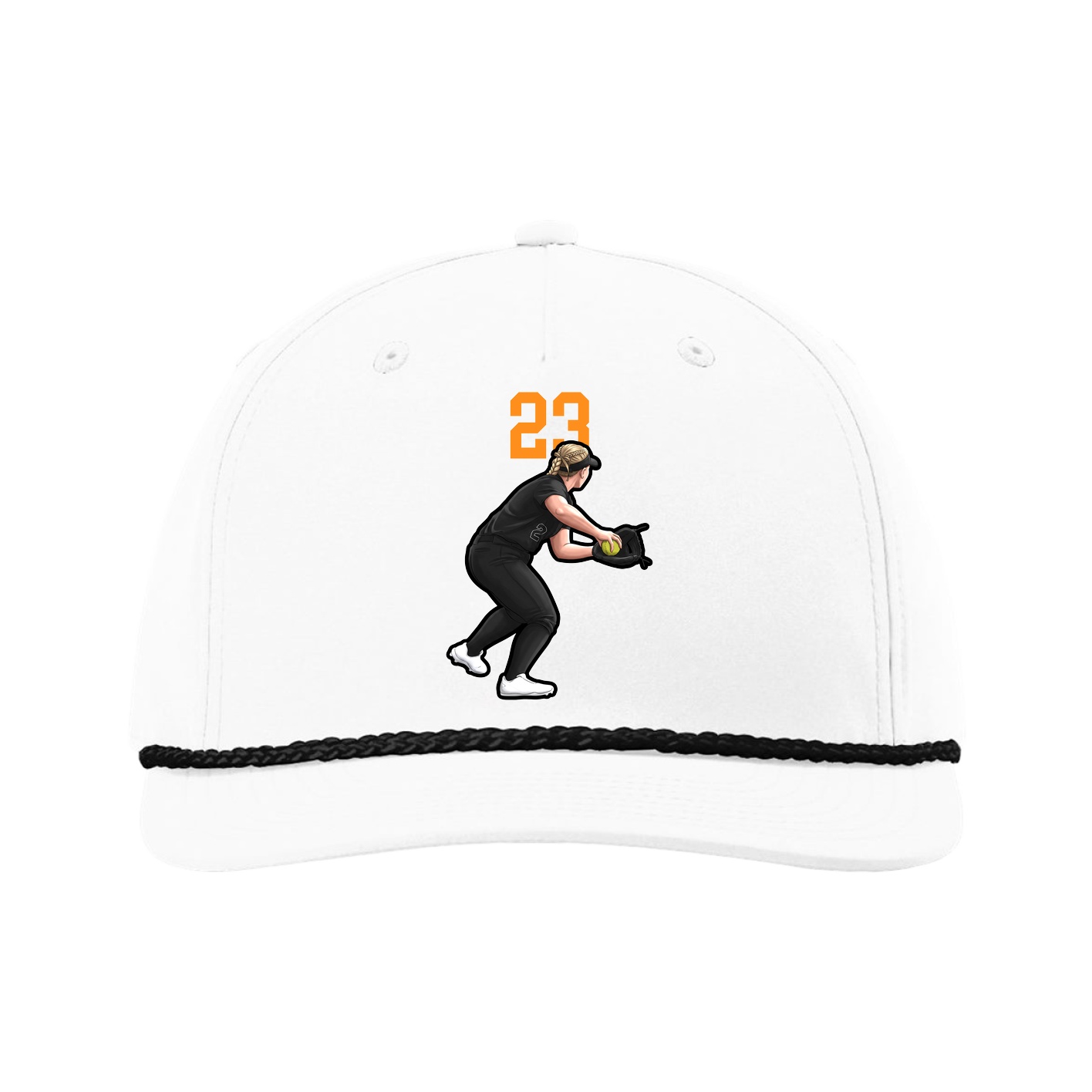 Five-Panel Classic Rope Cap — Number Top in White