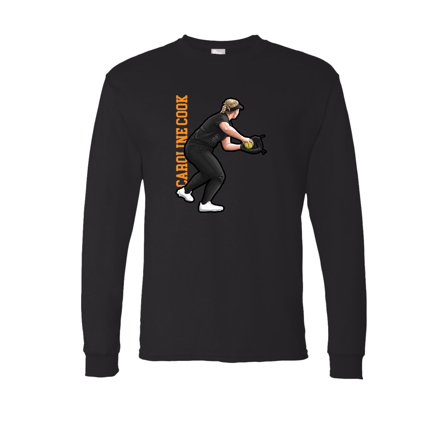 Long Sleeve Tee — Name Vertical in Black