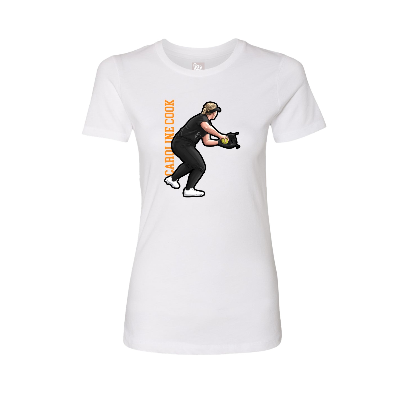 Womens Tee — Name Vertical in White