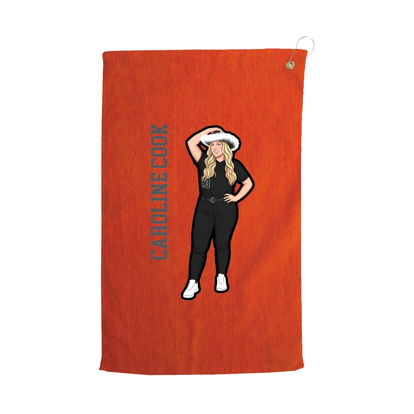 Golf Towel — Name Vertical in Orange