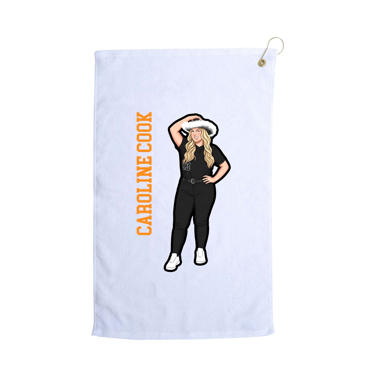 Golf Towel — Name Vertical in White