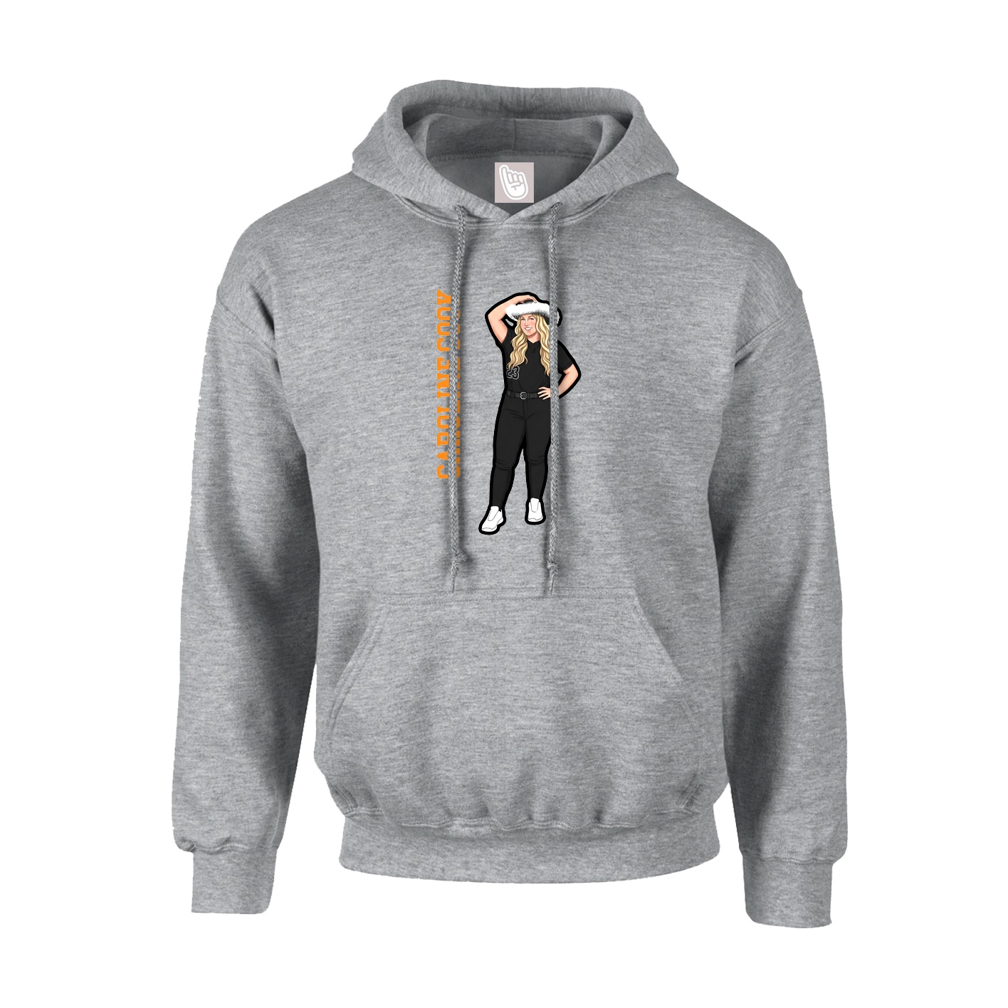 Hoodie — Name Vertical in Grey