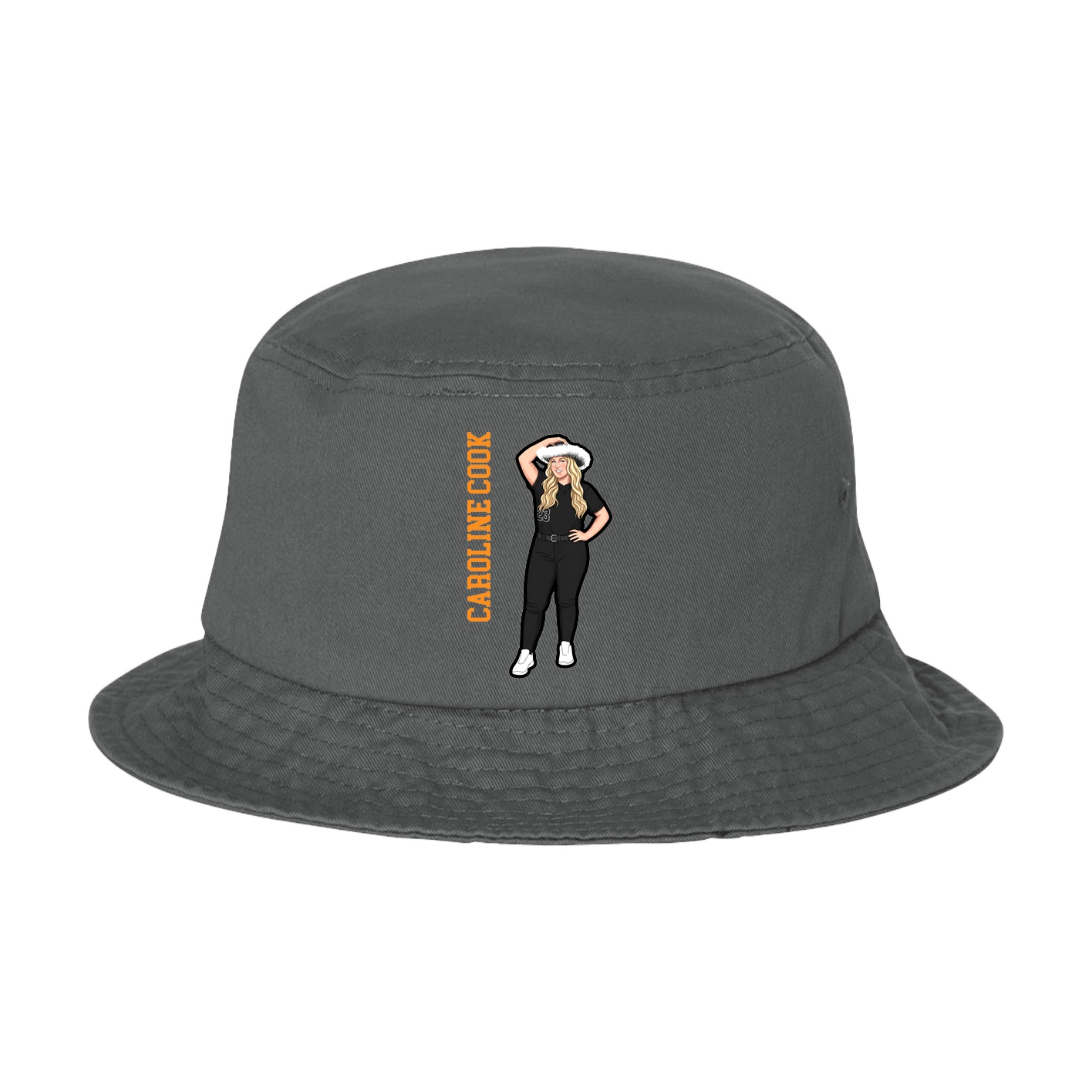 Bucket Cap — Name Vertical in Grey