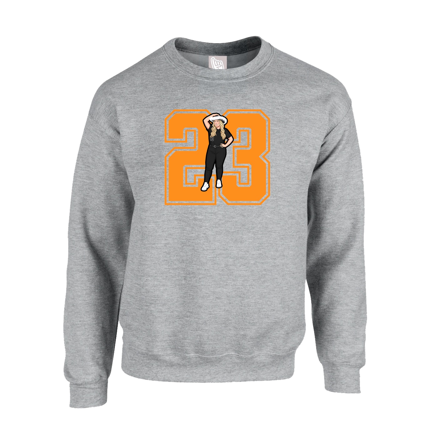 Fleece Crew — Number in Grey