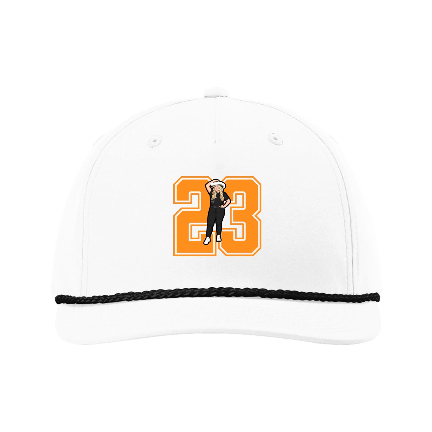 Five-Panel Classic Rope Cap — Number in White