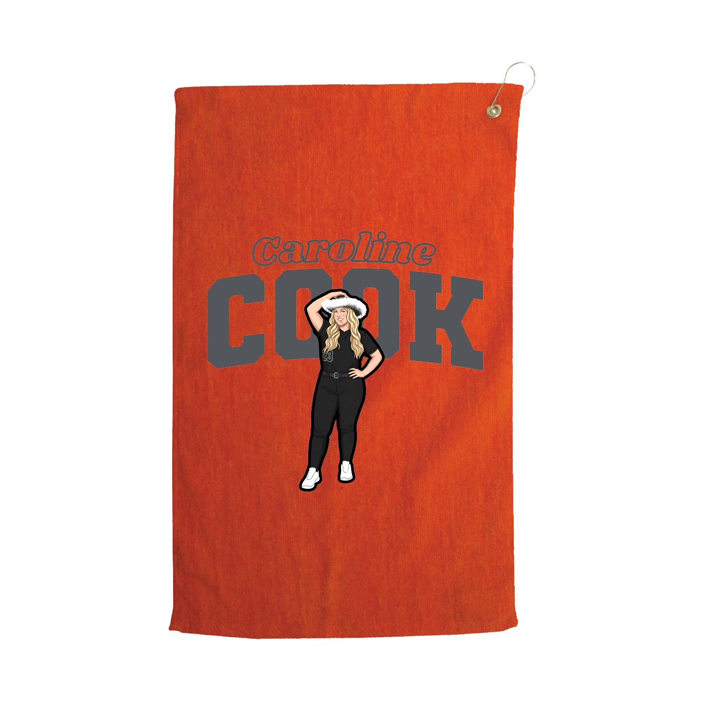 Golf Towel — Name Arch in Orange