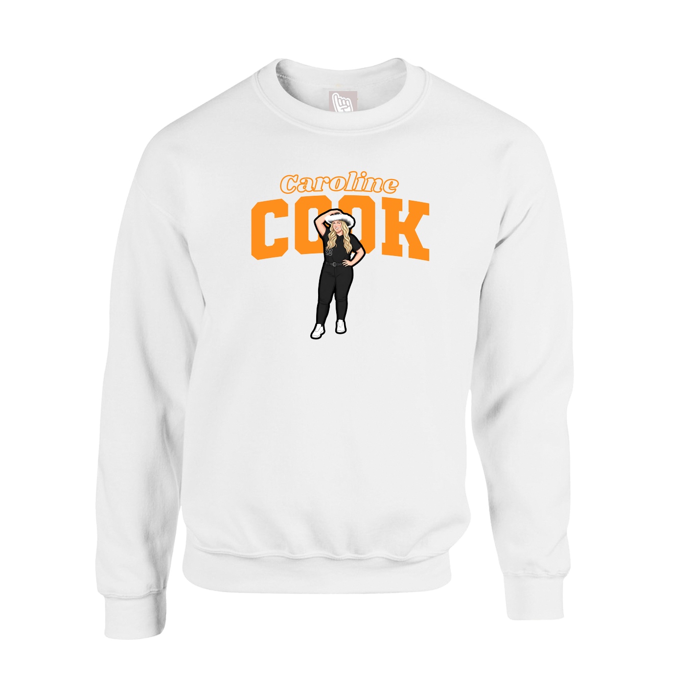 Fleece Crew — Name Arch in White