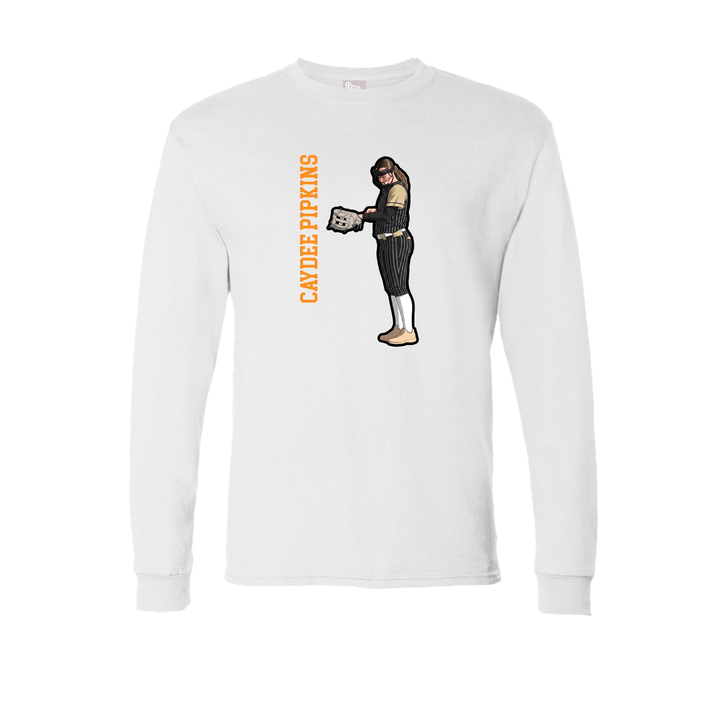 Long Sleeve Tee — Name Vertical in White