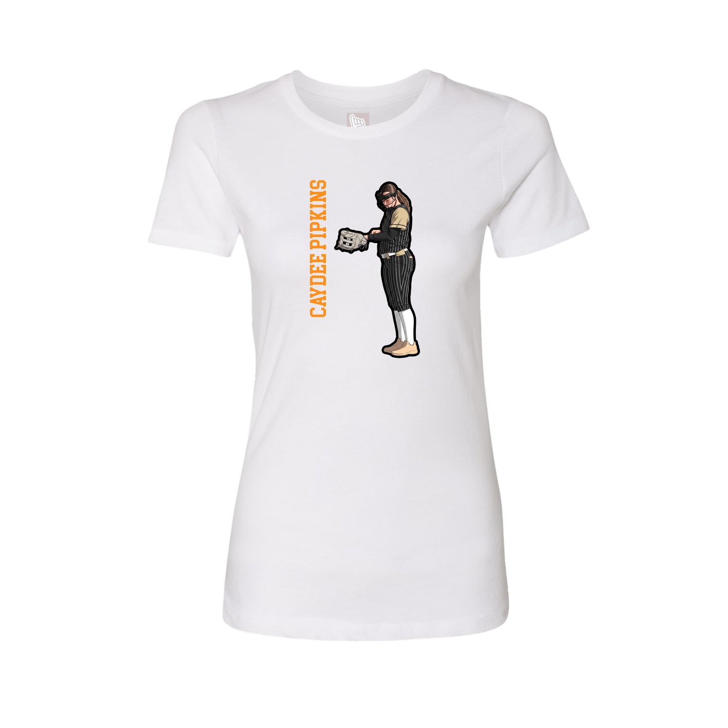 Fitted Women's Tee — Name Vertical in White