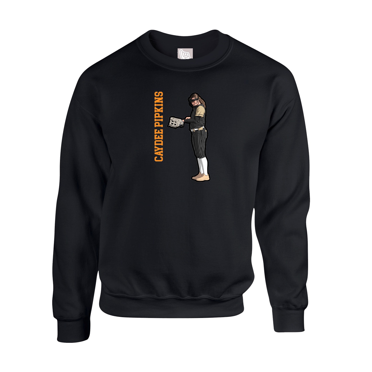 Fleece Crew — Name Vertical in Black
