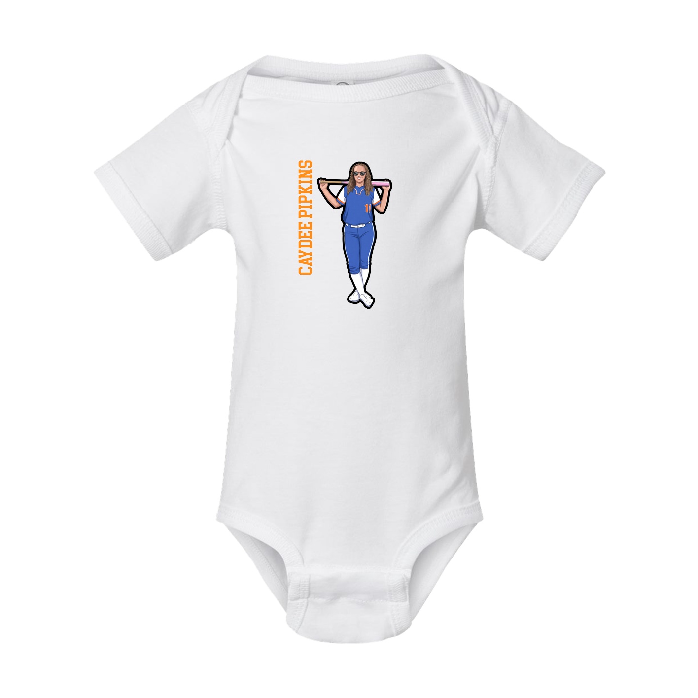 Baby Onesie — Name Vertical in White