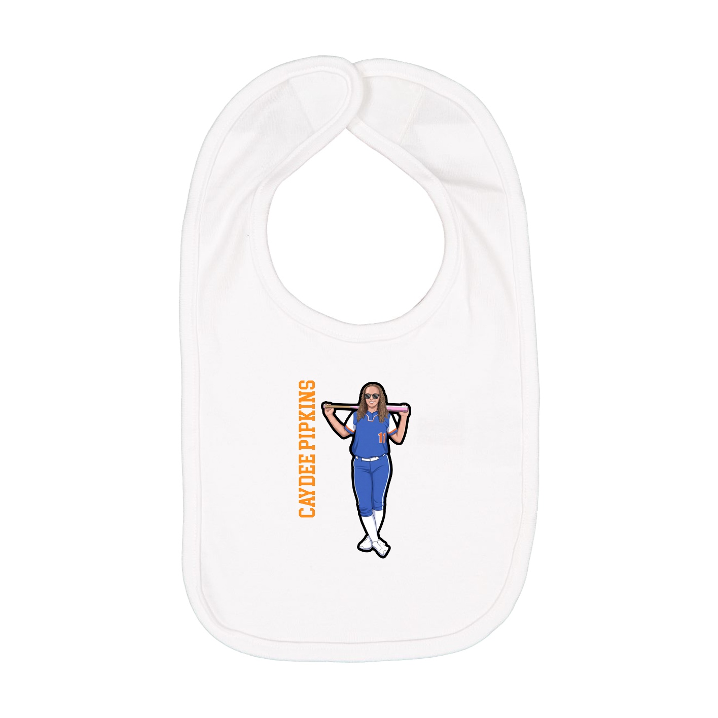 Infant Bib — Name Vertical in White