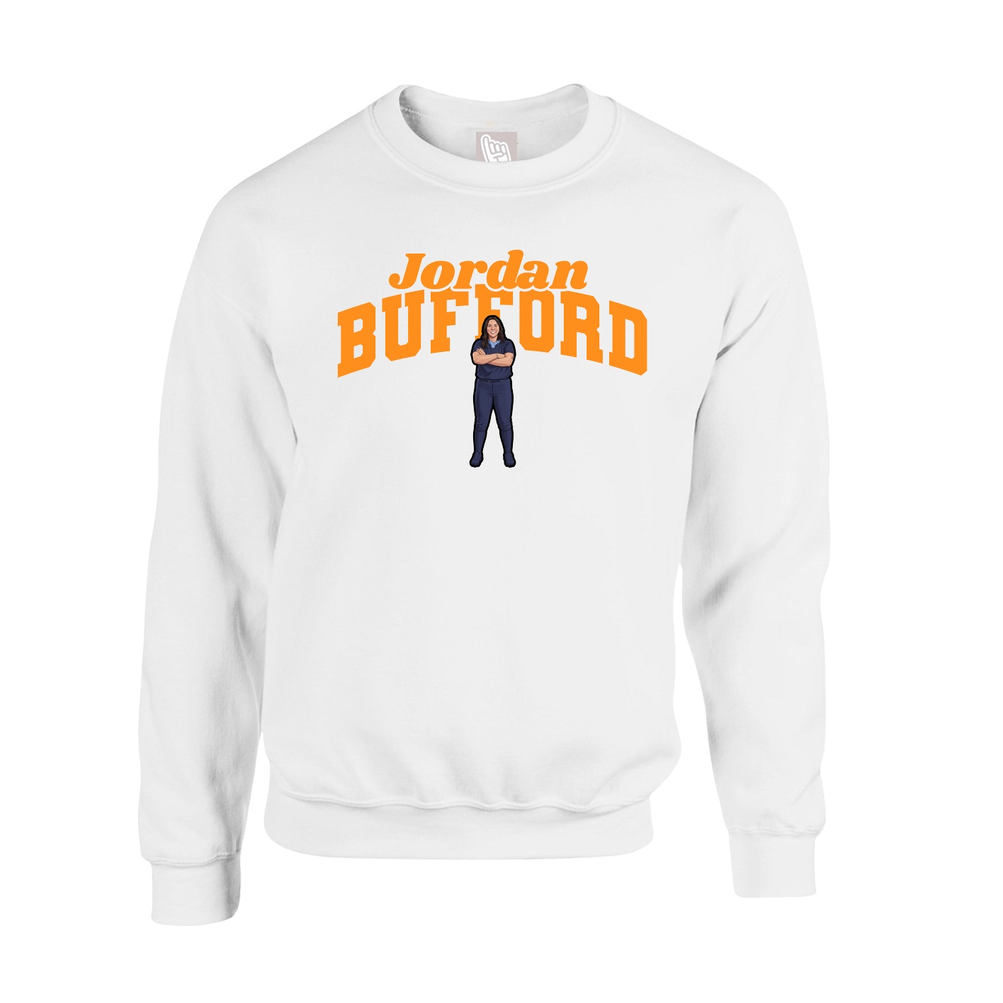 Fleece Crew — Signature Arch in White