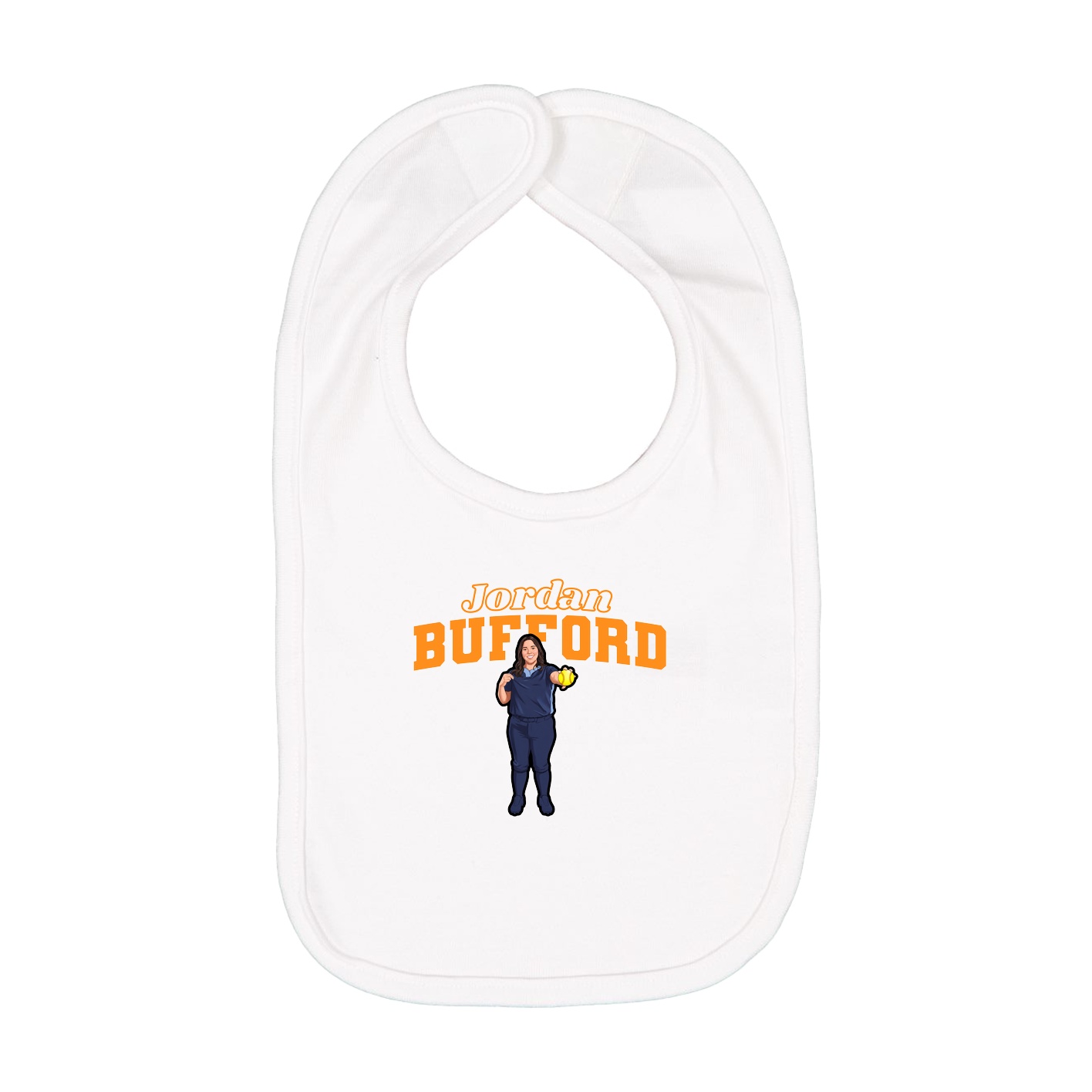 Infant Bib — Name Arch in White